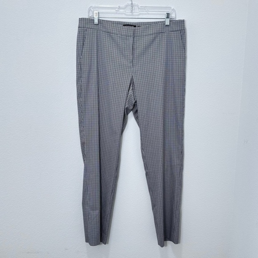 Lafayette 148 Women's Manhattan Blue Brown Plaid Career Office Dress Pant Size 8